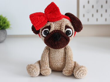 Anabelle the pug Crochet Pattern Amigurumi stuffed toy (French Bulldog)
