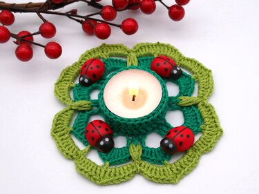 Häkelanleitung Teelichthalter Kleeblatt