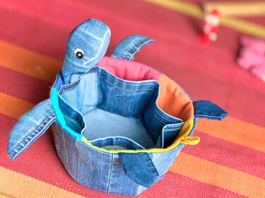 Sew fabric basket, Turtle sewing pattern a unique sewing project
