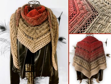 Crochet Pattern Flat Triangular Scarf "Oineis"
