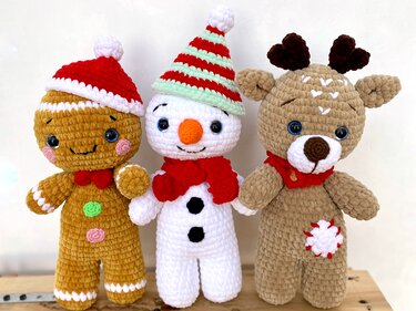 Crochet pattern Deer, Gingerbread and Snowman Christmas bundle