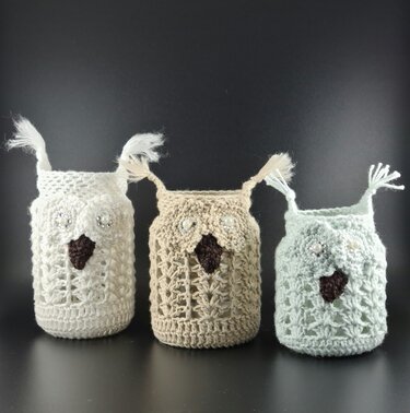 Windlicht Eule - Häkeln