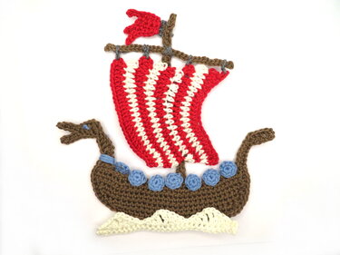 Viking Ship Crochet Applique Pattern