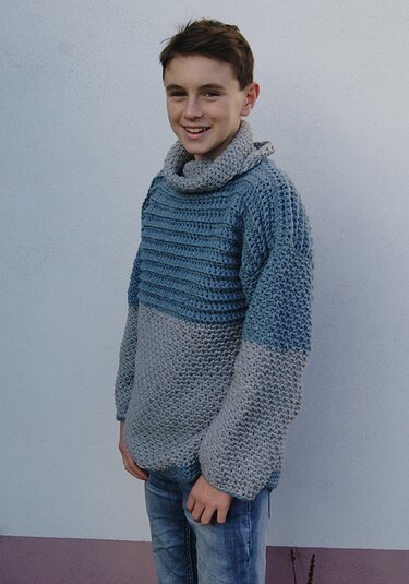 Häkelpulli HANDSOME (S/M, L/XL, leicht anzupassen) - Häkeln