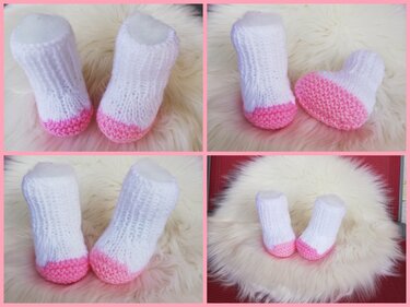 Ballerina Babyschuhe hoch, 10 cm Sohlenlänge, bis 6 Monate tragbar - Stricken