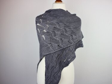 Knitting Pattern Asymmetrical Triangle Shawl – Lace and Cable Design