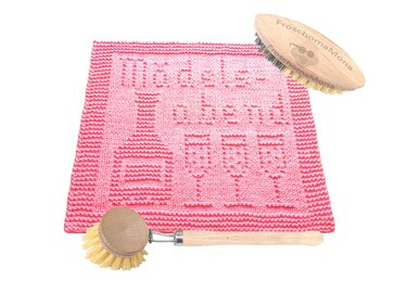 Strickmotiv Deckchen „ Mädelsabend “ Spüli Spültuch Waschlappen Anleitung - Stricken