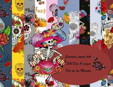 Seamless Dia de los Muertos Paper - Crafts
