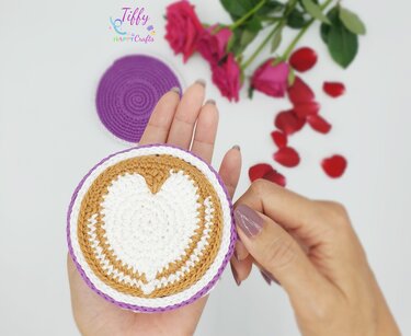 Cappuccino XO Cup With Latte Art Heart Crochet Pattern PDF