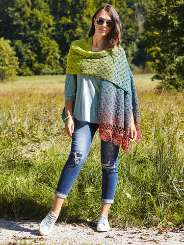 Häkelanleitung: Häkeltuch in Regenbogenfarben mit hübschen Borten