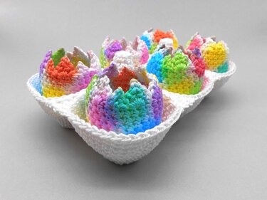 Häkel-Deko Ostereier im Karton - einfach aus Wollresten - Bild 9