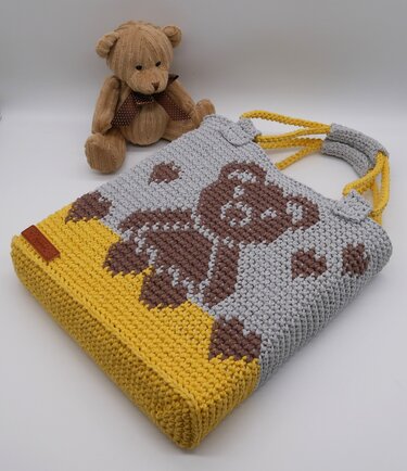 Häkeltasche mit Bärchen und Herzen - Häkeln