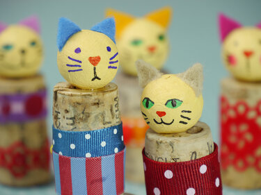 Glücksbringer Korken-Kätzchen Upcycling - Basteln