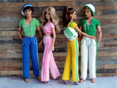 Spar-Set: 7 Häkelanleitungen Sportliche Mode für kleine Anziehpuppen