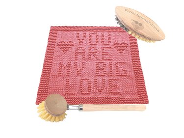 gestrickte Liebeserklärung „ YOU ARE MY BIG LOVE “ Deckchen Spüli Anleitung - Stricken
