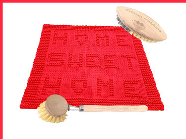 Statement Deckchen Spültuch Putzlappen „ HOME SWEET HOME „ Strickanleitung