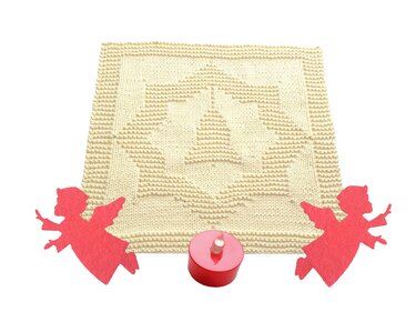 Deckchen Läufer Spüli Weihnachtsmotiv Weihnachtskranz mit Glocke Anleitung - Stricken