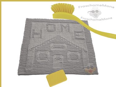 Deckchen Spültuch Waschlappen „ kleines Haus + HOME “ stricken Anleitung