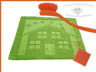 Spültuch Spüllappen Waschlappen „ Haus “ stricken einfache Strickanleitung