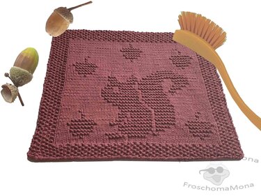Eichhörnchen Spültuch / Waschlappen „ Oachkatzl “ einfache Strickanleitung