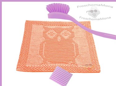 hübsches Eulen-Spültuch Waschlappen „Nachtaktiv“ ganz einfache Anleitung - Stricken