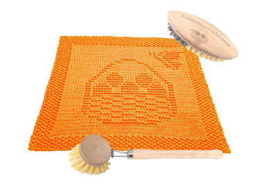 dekoratives Oster-Spültuch Waschlappen „Osterkorb“ einfache Strickanleitung