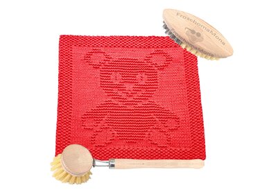 Spültuch Baby - Waschlappen „Teddy Bär“ Strickanleitung Teddybär Deckchen