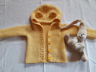 Strickanleitung Babyjacke mit Anleitung zum Wunschnamen,  Größe 74/80,