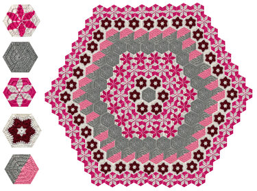 PaTchwork H&auml;keln mit 4 verschiedenen Hexagon Grannys - Häkeln