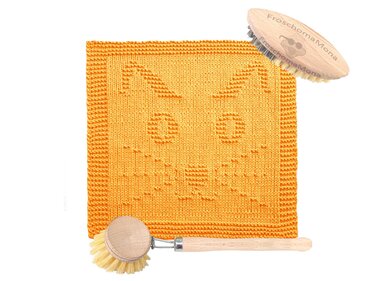 Pfotentuch für Katzen Liebhaber „ Katzengesicht “ Spültuch Anleitung Katze - Stricken