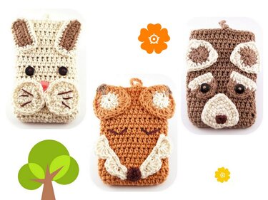 Häkelanleitung Smartphonetasche Waldfreunde (Handyhülle)