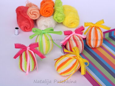 Bunte Ostern Eier aus Wollresten - Häkeln