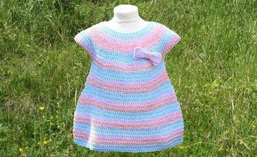 Ballonkleid häkeln Kleidchen mit Schleife Kleid