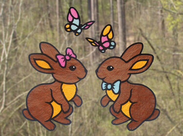 Fensterbild - Frühlingshäschen – Bastelvorlagen und Anleitung - Basteln