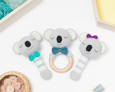 Häkelanleitung Koala Babyrassel, amigurumi koala rassel