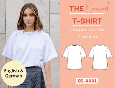 Sewing pattern oversized basic jersey t-shirt, oversized XS-XXXL easy