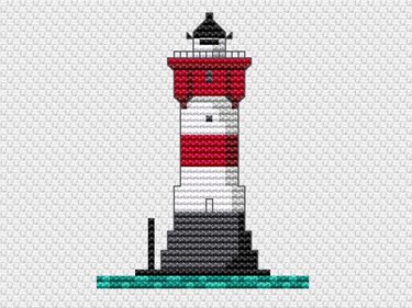 Kreuzstichvorlage Leuchtturm Roter Sand im Miniformat als PDF Download - Sticken