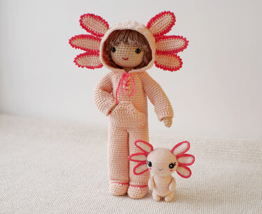 Axolotl girl Doll crochet pattern