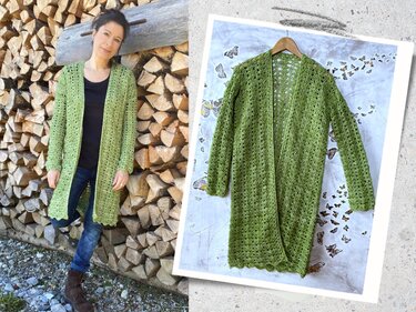 Crochet Pattern Coat, Cardigan "Avocado" - seamless & easy
