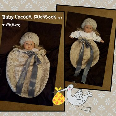 Baby Cocoon, Pucksack und Mütze - Häkeln