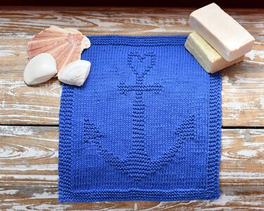 Strickanleitung Waschlappen / Spültuch "Anker" - ganz einfach