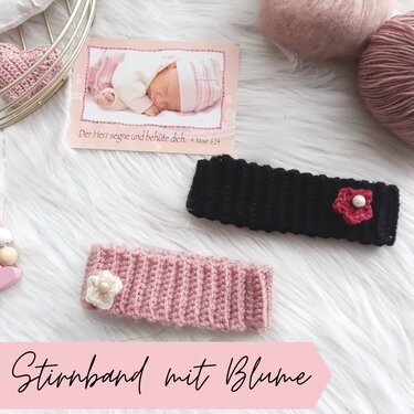 Stirnband mit Blume- Häkelanleitung von Wolldiamant