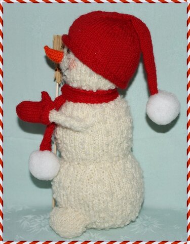 Großer Schneemann aus Kuschelwolle  - Stricken