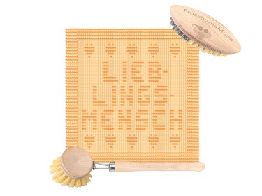 Deckchen Spültuch „ Lieblingsmensch “ Strickanleitung Statement Motivtuch