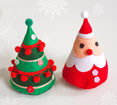 Weihnachtsmann und Weihnachtsbaum aus Filz - Nähanleitung | Kostenlos