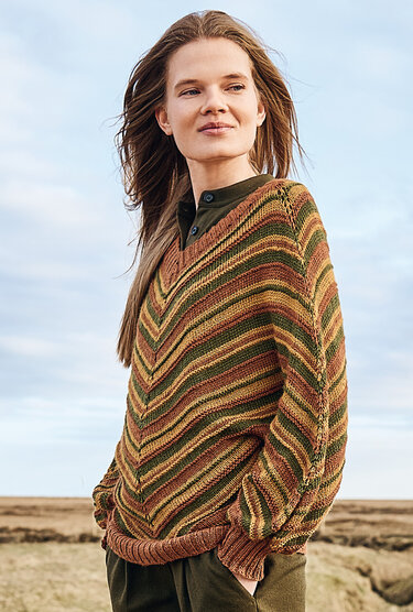 Von oben gestrickter Fledermauspulli - Stricken