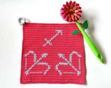 Sternzeichen Tuch / Topflappen "Schütze" - Häkelanleitung
