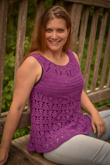 crochet pattern tunic shirt "Viola", size 34-48 (EU)