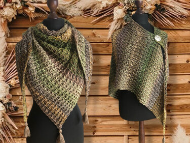 Natural Waterlilies-asymmetrisches Dreieckstuch - Häkeln