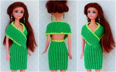 Strickanleitung - Elegantes Abendkleid in variabler Länge für kleine Puppen